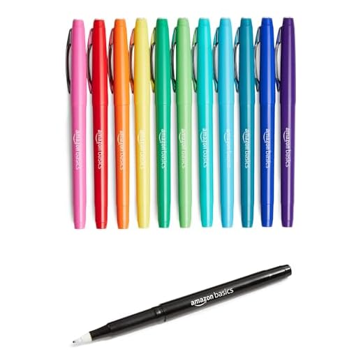 Amazon Basics Felt Tip Marker Pens - Assorted Color, 12-Pack