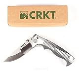 CRKT Tighe Rade EDC Folding Pocket Knife: Everyday Carry, Dual Blade Grind, Button Lock, Textured Aluminum Handle, Pocket Clip 5290