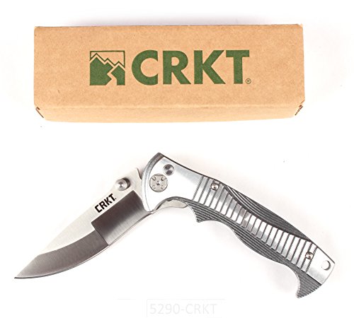 CRKT Tighe Rade EDC Folding Pocket Knife: Everyday Carry, Dual Blade Grind, Button Lock, Textured Aluminum Handle, Pocket Clip 5290