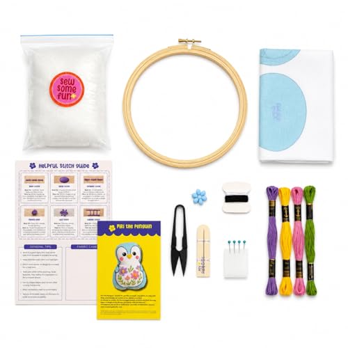 Image of KNOT YOUR TYPE DIY Plushie Kit - Piri The Penguin | Beginner Friendly Sewing & Embroidery Kit | Complete Craft Kit with Hoop, Fabric, Threads & Tools | Cute Handmade Gift & Hobby Kit