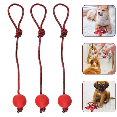 GLEAVI 3 Stück Hundespielzeug Apportierball aus Robustem Gummi Klein Interaktiver Kauball mit Seil für Training und Zahnpflege bei Kleinen und Mittleren Hunden-8