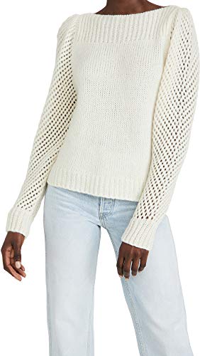 LOVESHACKFANCY Women's Rosie Pullover, Snow, Off White, L