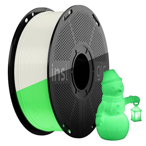 Inslogic Glow in the Dark Filament 1.75mm 1kg (2.2lbs) Neatly Wound Luminous PLA 3D Printer Filament 1.75mm Dimensional Accuracy +/- 0.02mm Prints Easily on Most FDM 3D Printers(White Glows Green)