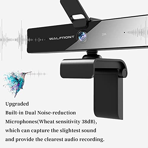 image for 2K Webcam with Microphone & Privacy Cover, Walfront Web Camera for Com