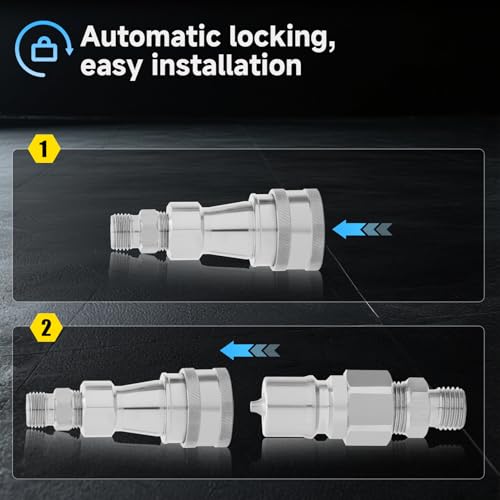 Image of 2Pcs M14 M16 Hydraulic Quick Connect for Agt Mini Excavators, Metric Hydraulic Fittings, M14 Female to M16 Male, M14 to M16 Hydraulic Adapter with 4 Metric Fittings 4 Female Fittings