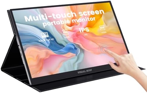 Visual Beat Portable Touch Screen Monitor 17.3” 1080P HDR IPS USB-C Laptop Extended Display with Smart Cover, USB, HDMI, Dual Speakers – for Laptop, PC, Mac, Phone, PS3/4/5, Xbox, Switch etc.