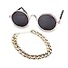 Angoily 9pcs Pet Dog Cat Retro Straw Hat Sunglasses Gold Necklace Stylish Accessories for Dogs and Cats for Parties Special Occasions