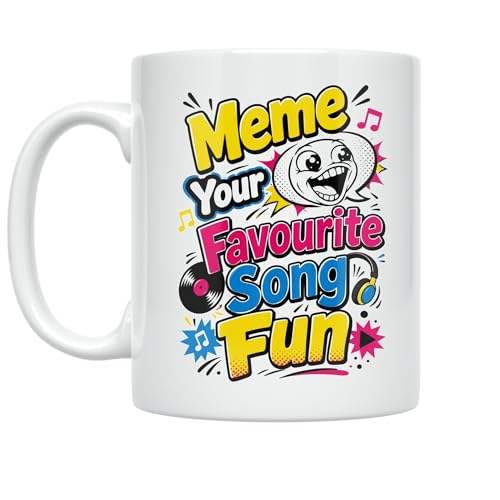 Music Lover Coffee Mug - Meme Your Favourite Song Fun Design - 11 oz White Ceramic - Playful Humor Style