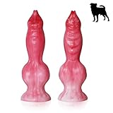 Axcroo Realistischer Hund Dildo Hundedildo mit Saugnapf, Tier Wolf Dildos Dog Penis Groß Knoten Analdildo Prostata Stimulator G-Punkt Masturbatoren Silikon Analplug Sexspielzeug für Frauen Männer (S)