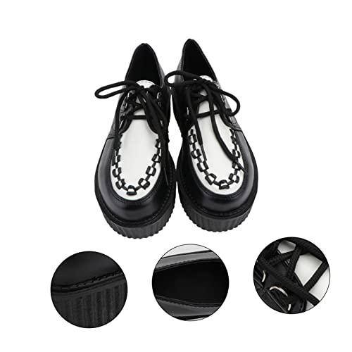 Levemolo 1 par de sapatos femininos com plataforma de renda plana e bico baixo casual calçado redond