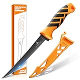 DRAGON RIOT Filetiermesser Fisch 17.5CM - Edelstahl Fischmesser mit Anti-Rutsch-Griff, Scharfes Ausbeinmesser mit Flexibler Klinge, Outdoor-Messer für Fisch und Fleisch