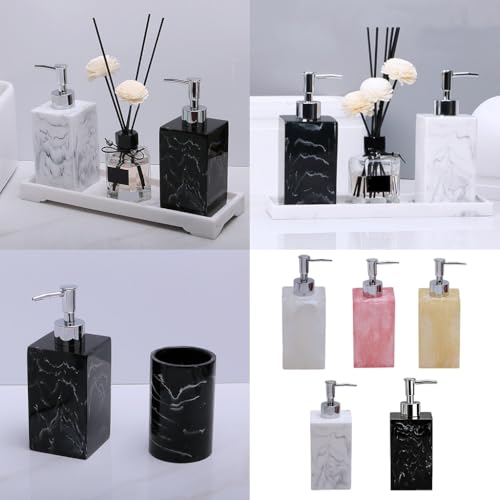 Fogun Resin Soap Dispenser Marble Texture Travel Bottle Liquid Container Easy Carry for Skincared Liquids