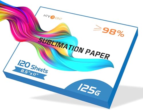 HTVRONT Papel de sublimación, 216 x 280 mm, 120 hojas, 125 g/m², compatible con impresoras de inyección de tinta con tinta de sublimación