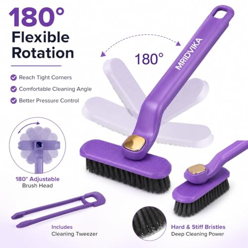Image of Tile & Floor Scrubber, Hard Bristle Gap Cleaner, Rotating Grout and Corner Cleaning Tool with Easy Grip Handle for Bathroom, Kitchen and Household Use (Multi Colour)