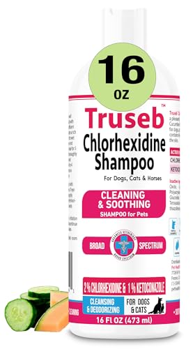 Truseb Topical Ketoconazole and Chlorhexidine Shampoo for Dogs, Cats, and Horses with Aloe - 16 oz...