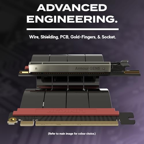 Image of LINKUP PCIE 5.0 Riser Cable | for Vertical GPU Mount | Right Angle | Graphics Card GPU Ready | Usable with PCIe 4.0 & RX 9070 / RTX5090 | 70cm (Total Length: 74cm)