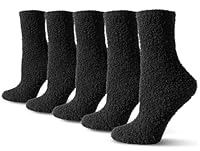 TOCONFFON Kuschelsocken Damen Flauschige Socken Bettsocken Schlafsocken Hausschuhsocken Plüsch Winter Warme Socken 36-42 (Schwarz 5 Paar)