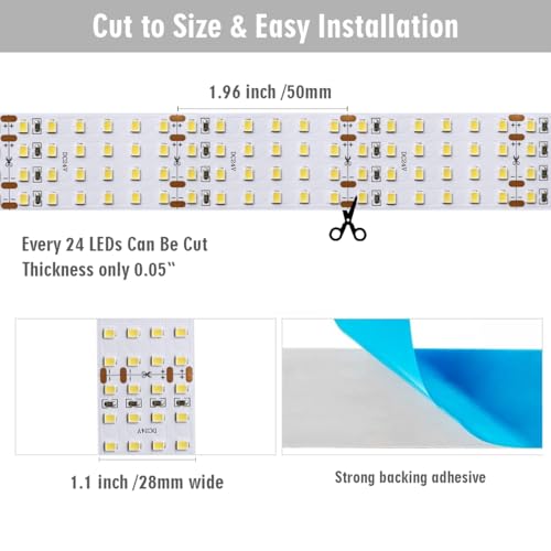 Tira LED Blanca Día 5m 2835SMD Cuádruple Fila 24V miniatura 3