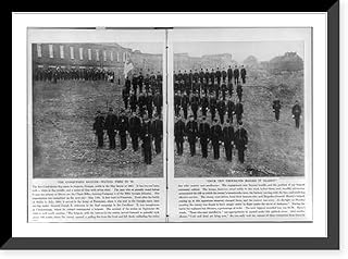 Historic Framed Print, [The Clinch Rifles (Co. A, 5th Georgia Infantry) in ranks outside the armory at Macon, Ga.; with the first Confederate flag. May 1861], 17-7/8" x 21-7/8"