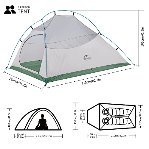Naturehike Cloud Up 2 Aggiornamento Tenda Da Campeggio Da 2 Uomini Con Foyer Per 3-4 Stagioni, Leggera, Impermeabile, Per Alpinismo, (Verde Germoglio) - 2