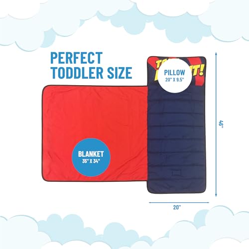 Jay Franco Kids Nap Mat with Embedded Pillow & Blanket – Soft 46"x20" Microfiber Sleeping Bag with Name Tag & Handle for School, Travel, Sleepover, Blue - Black Panther
