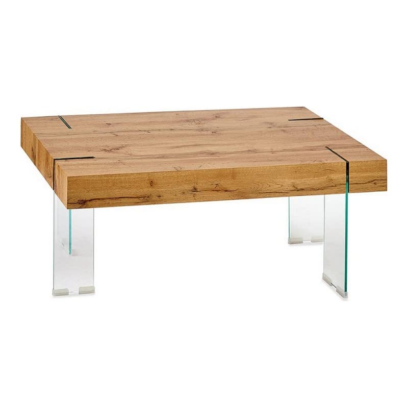 Table Basse Bois de Salon avec LED RGB - Petite Table Basse Scandinave avec Plateau en Verre et 2 Tiroirs - 110.2 × 60 × 39.7 cm - Maison