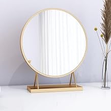 Table Mirror,Countertop Mirror,Tabletop Vanity Mirror,Round Mirror Makeup Mirror,Bathroom Dormitory Vanity Mirror,Shaving Vanity Mirror with Stand Hd Mirror FreestandingColorBB
