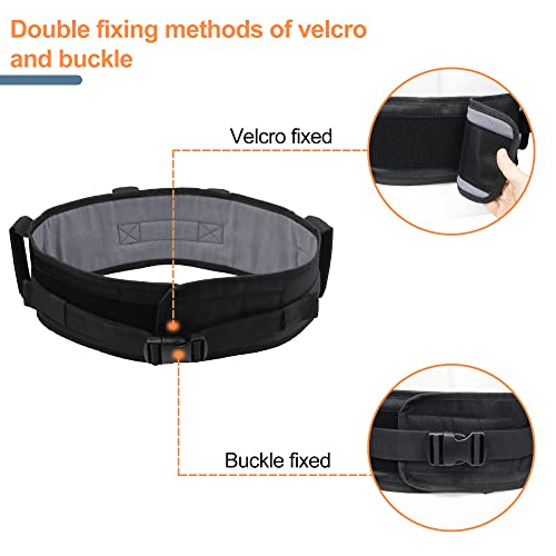 MDSTOP Transfer Belt with Padding Handles, Medical Nursing Safety Gait Patient Assist, for Bariatric/Pediatric/Elderly/Handicap/Occupational & Physical Therapy (L, Black)