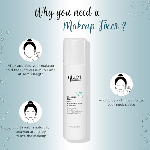 Image of Glam21 Make-up Fixer Spray - Keeps Makeup Intact with a Sparkly Texture | Lightweight & Long-lasting with Hyaluronic Acid & SPF 30 | Flawless Look | Dermatologically Tested