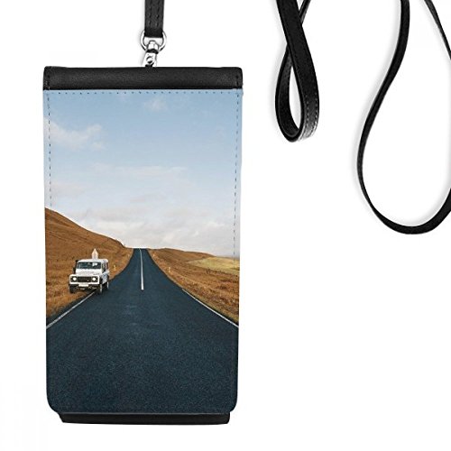 Sac téléphone en cuir faux à offrir en cadeau de voyage avec motif voiture et herbe