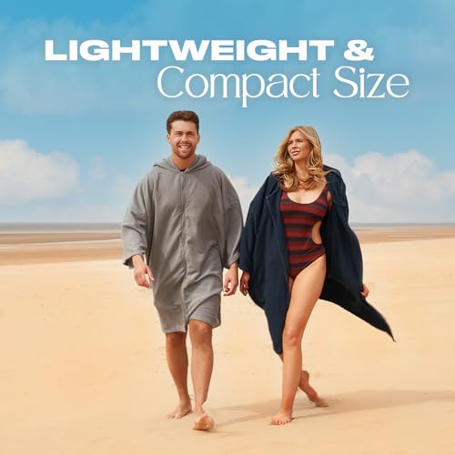 Brentfords Kapuzen Handtuch Poncho für Erwachsene, groß, zum Baden, Schwimmen, Surfen, Strand, saugfähige Mikrofaser, Damen und Mädchen, schnell trocknender Handtuch-Poncho, Blassrosa