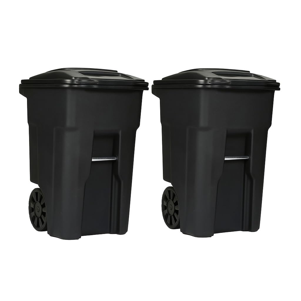 GardenNest 2-Pack 48-Gallon Heavy-Duty Garbage Cans with Rugged Wheels, Ergonomic Handles & Secure Lids, Impact-Resistant Plastic Trash Cans for Indoor & Outdoor Commercial Curbside Use