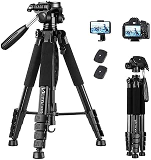 Victiv Statyw do aparatu o wysokości 52 160 185 cm, lekki trójnożny statyw do aparatu ze zdejmowaną głowicą 3-kierunkową, aluminiowy statyw fotograficzny do DSLR, Canon, Nikon Sony, statyw trójnożny do z na