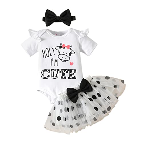 Image of PATPAT Baby Girl Clothes Skirt Set Short Sleeve Romper and Tutu Skirt Set Casual Outfits