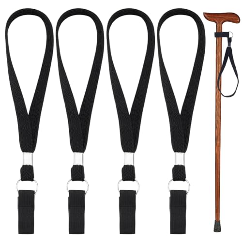 HOBBIESAY 15Pcs Nylon Walking Stick Wrist Straps Walking Crutch Wrist Loops Seniors Mobility Aids Cane Straps Black Elderly Cane Ropes with Iron Finding for Canes Replacement Accessories