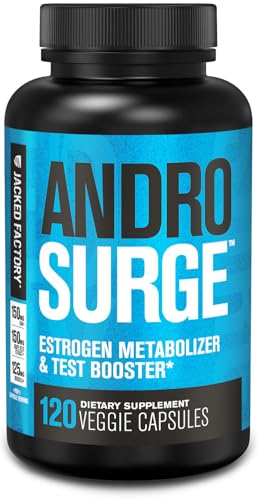 Jacked Factory Androsurge Estrogen Blocker for Men - Natural Vitality Booster for Men & Estrogen Metabolizer with Tongkat Ali, DIM, Rhodiola & More - 120 Count