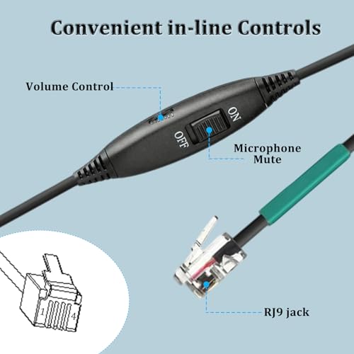 Auriculares monoaurales RJ9 de oficina para teléfonos Polycom VVX 5
