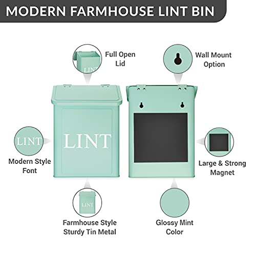 Calindiana-Modern-Farmhouse-Metal-Lint-Bin-for-Laundry-Room-Mint-10L