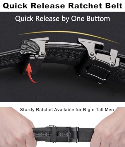 Men's Leather Belt Ratchet Belt Dress with Premium Leather Slide Belt with Easier Adjustable Automatic Buckle Casual Accessories for Every Occasion (49in) - Image 5