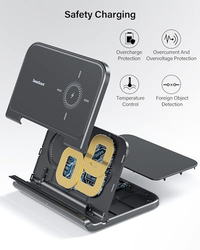 Wireless Charger for Samsung Z Fold 7/Google Pixel 10 Pro Fold, Fast Foldable Phone Charger Station Stand for Samsung Galaxy Z Fold 6/5/4/3/Pixel 9 Pro Fold/Pixel Fold, SwanScout 503S (No Adapter)