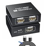 HDMI Splitter 1 in 2 Out, Dual Monitors Hdmi Splitter with 4ft HDMI Cable,4K@60Hz HDmi Audio splitter for TV and Soundbar with Down Scaler,Support 4K & 1080P Simultaneous Display,Dobly Vision/Atmos
