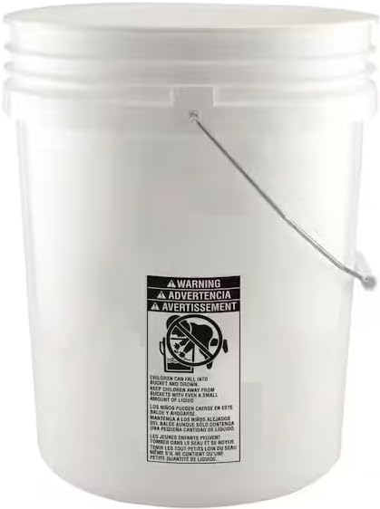 All-Purpose Storage Bucket, 5 Gallon, White, Heavy-Duty Plastic with Metal Handle - Good for Chemical