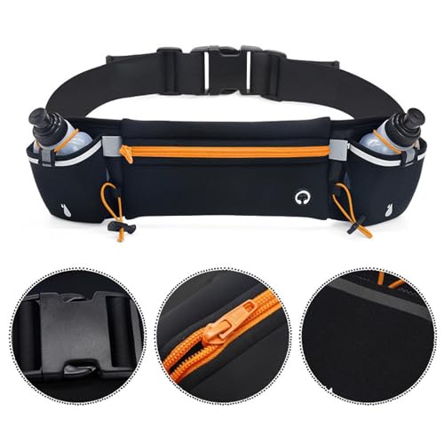 Gurxi 1 Stück Laufen Zubehör Trinkgürtel Laufen Hydration Band Reflektierend Bauchtasche Mit Flaschenhalter Laufgürtel Mit Trinkflasche (2 x 175 Ml) Für Outdoor Jogging & Lang-Lauf Zubehör