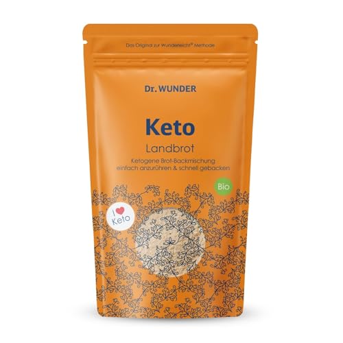 Dr. Wunder KETO Landbrot BIO 400 g: Brot-Backmischung für den Keto-Lifestyle | Schnelle & einfache Zubereitung | Glutenfrei | Eine Packung ergibt zwei Brote à 500 g | Hochwertige Bio-Zutaten |