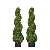 FIVMEN 2 Stück Kunstpflanze 90 cm Künstliche Pflanzen aus PE Kunstbaum Wie Echt mit Blumentopf Kunstpflanzen Zimmerpflanzen Künstlicher für Deko Wohnzimmer Schlafzimmer Büro, Spiralpflanze