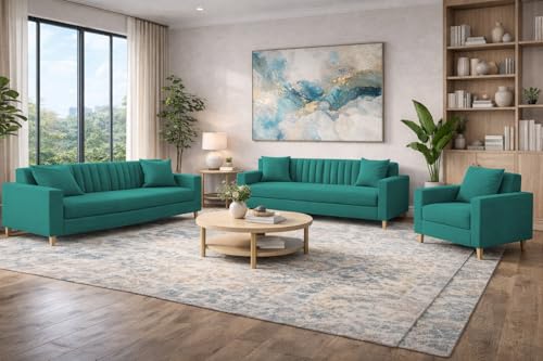 Image of Casaliving Garcia 3+2+1 Seater Sofa Set for Living Room (Pine Colour) Premium Fabric Sofa