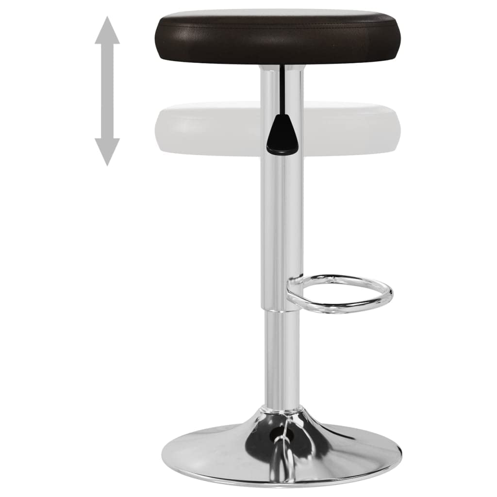 Taboret barowy 2 sztuki, brązowy, sztuczna skóra, z regulacją wysokości, obrotowy z podnóżkiem, do kuchni, lady, lady, gastronomii, salonu