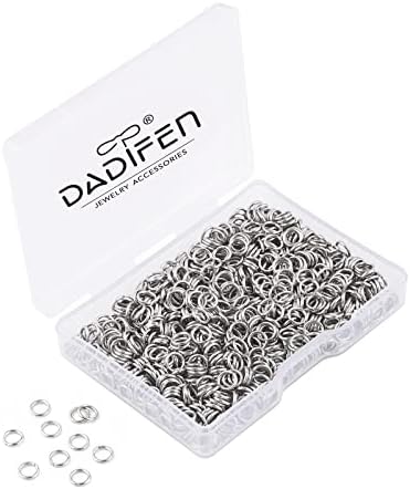 DADIFEN 1000pcs 304 Stainless-Steel Jump Rings for Jewelry Making Supplies 5mm 21Gauge Boxed Silver Open Jump Rings Jewelry Findings Jump Ring for DIY Bracelet Earrings Necklace Connectors Charm Ring