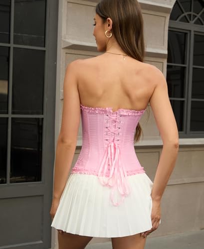 SZIVYSHI Corset Tops for Women, Bustier Shapewear Lingerie, Lace Waist Push Up Bodysuit