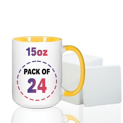 Juego de 24 tazas sublimación 15oz cerámica amarilla miniatura 2